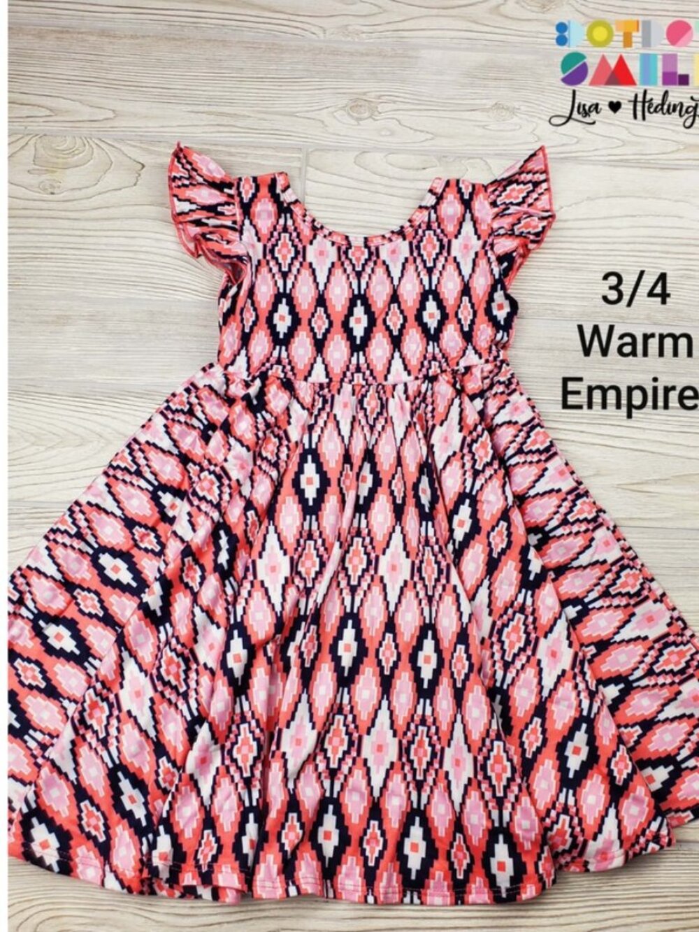 NWT Dot Dot Smile Flutter Sleeve Dress Pink Desert 3/4